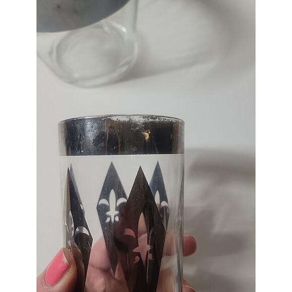 Vintage 1960's Dorothy Thorpe MCM Ice Bucket Silver Rim And Glasses - Picture 4 of 8